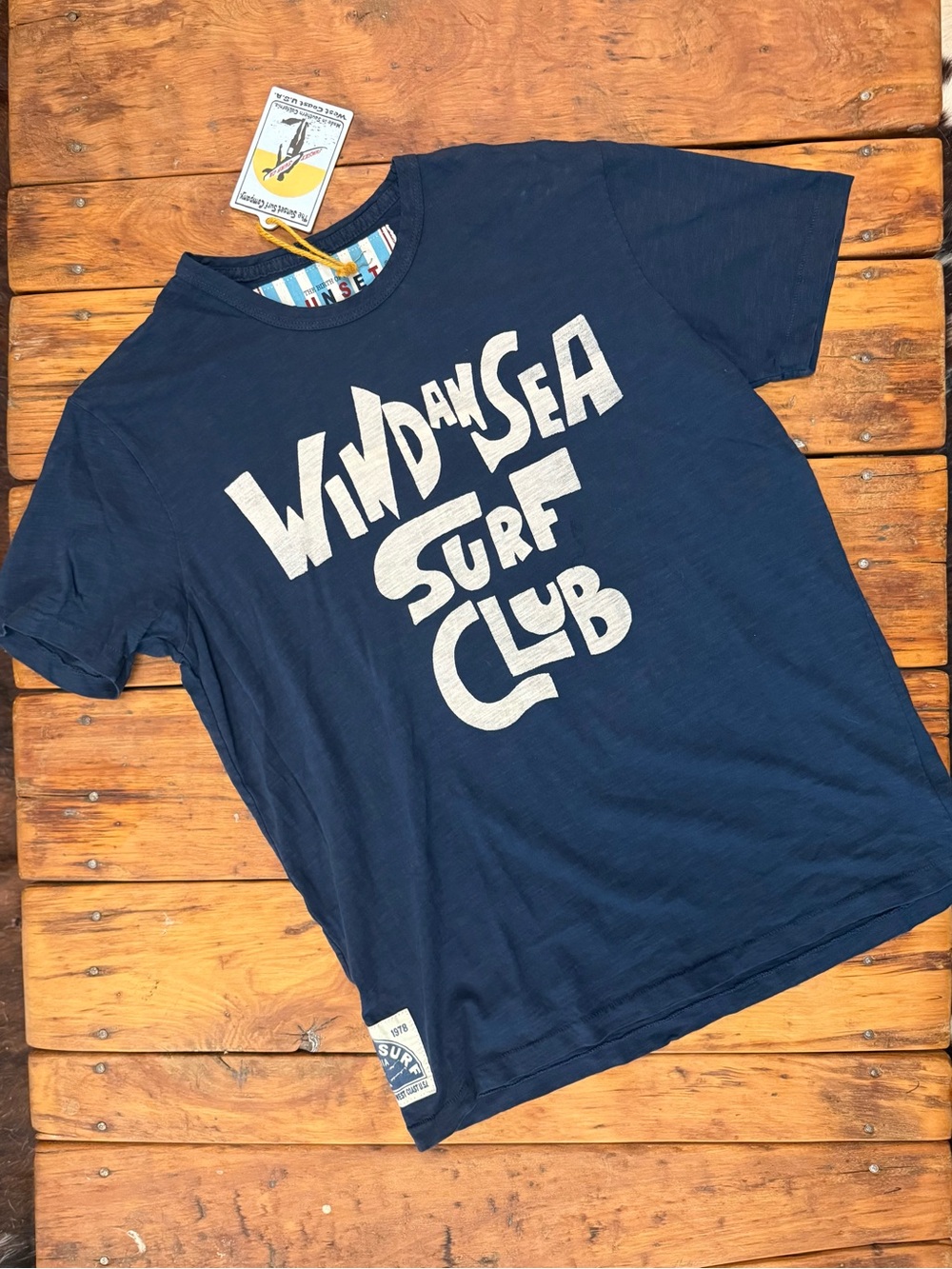 Johnson Motors / Sunset Surf “Wind & Sea Surf Club” vintage slub moto tee. NWT